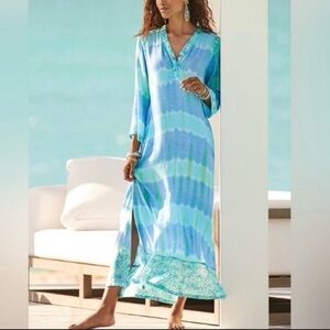 Soft Surroundings Aqua and Mint Swim Cover-Up